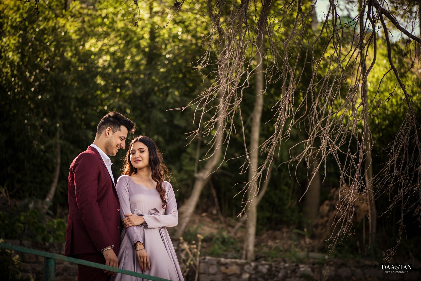 Couple at mountain fort during outdoor pre-wedding shoot, destination Indian photography